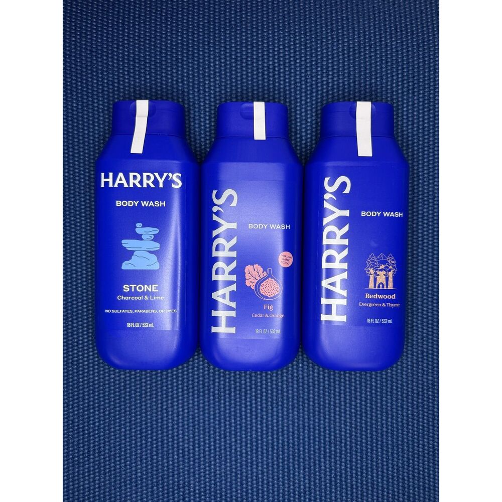 Harry's Men's Body Wash Variety 3-Pack Stone Fig Redwood 16oz New